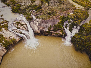 Scenic view of waterfall