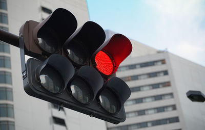 Red lighted traffic signal