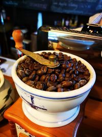 High angle view of coffee grinder on table