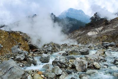 Scenic view of waterfall