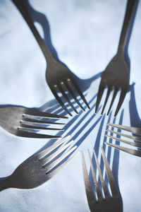 Close-up of fork on table