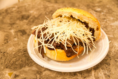 High angle view of food in a plate