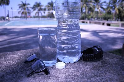 Close-up of water in glass on table