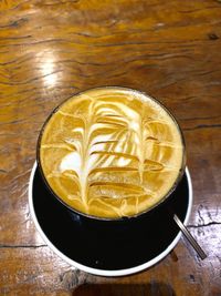High angle view of coffee on table