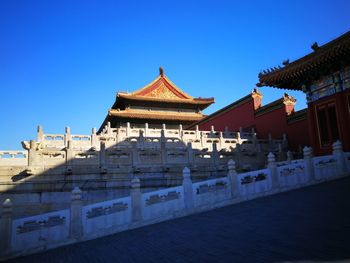 Exterior of building against clear blue sky