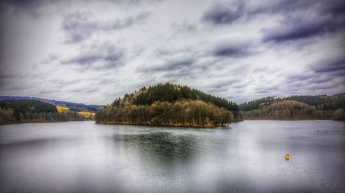 Scenic view of lake against sky