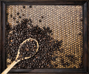 High angle view of coffee beans