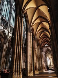 Low angle view of colonnade in building