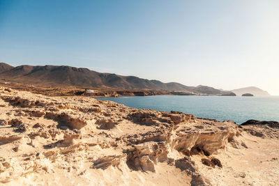 Scenic view of sea against clear sky