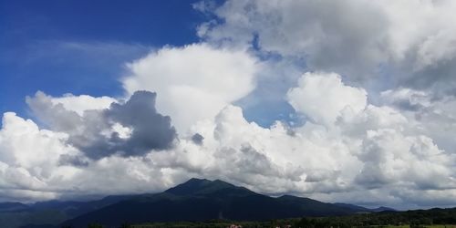 Panoramic view of landscape and mountains against sky