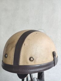 High angle view of hat on wall