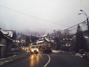 Cars on road in winter