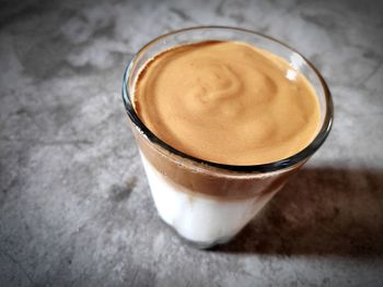 High angle view of coffee on table