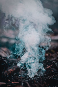 Close-up of smoke emitting form burned plants