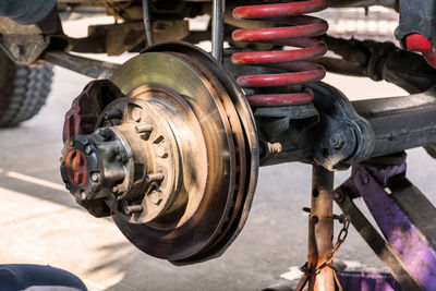 Close-up of machine part in factory