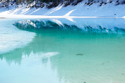 Scenic view of lake cauma during winter