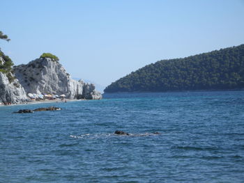 Scenic view of sea against clear sky