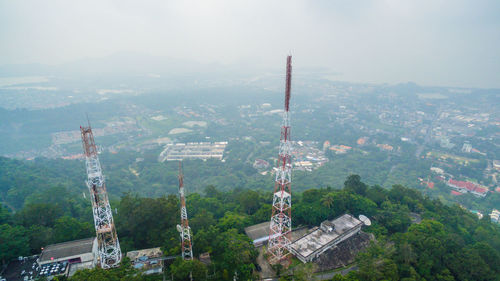 High angle view of buildings in city