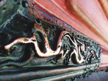 Close-up of metal statue