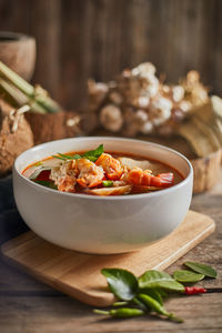 Close-up of food on table