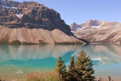 Panoramic view of lake and mountains against sky