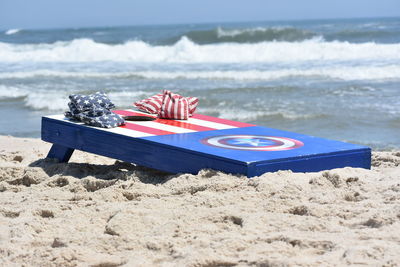Deck chairs on beach
