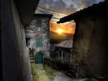 Buildings at sunset