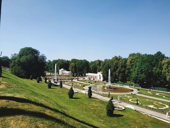 Scenic view of field against clear sky
