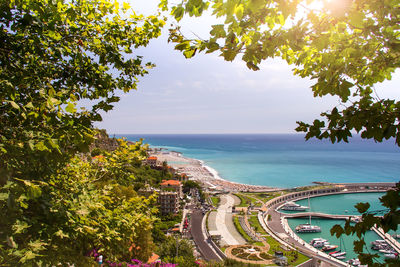 High angle view of sea against sky