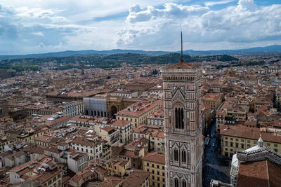 High angle view of townscape against sky