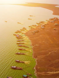 High angle view of bread on beach