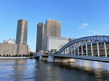 Bridge over river against clear sky