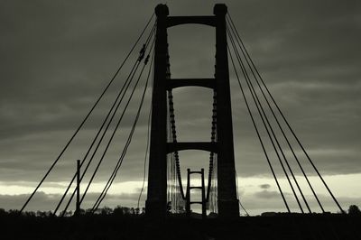 Low angle view of suspension bridge