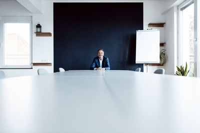 Portrait of a man on table