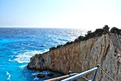 Scenic view of sea against blue sky