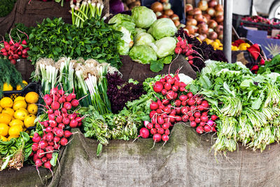 High angle view of fruits on table