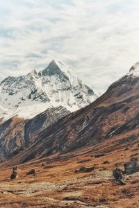 Scenic view of snowcapped mountains against sky in nepal 