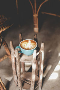 High angle view of coffee cup