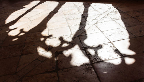 High angle view of shadow on ground