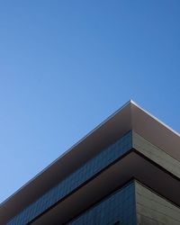 Low angle view of building against clear blue sky