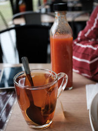 Close-up of drink in glass on table