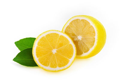 Lemon slices against white background