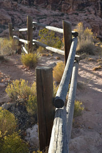 Close-up of wooden post