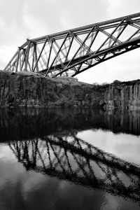 Reflection of railway bridge in river water
