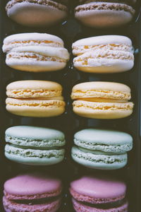 Close-up of macaroons in container