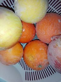 High angle view of fruits in container