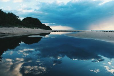 Scenic view of sea against cloudy sky