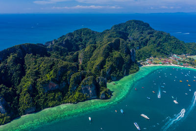 High angle view of sea against sky