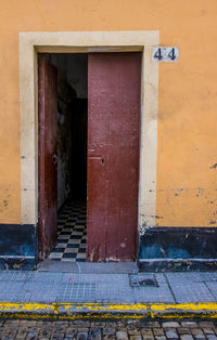 Entrance of yellow building