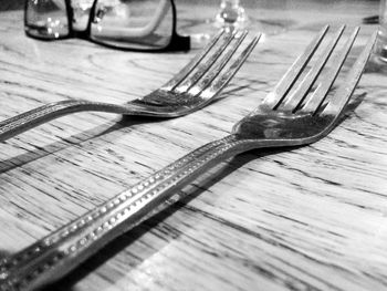 Close-up of wooden table